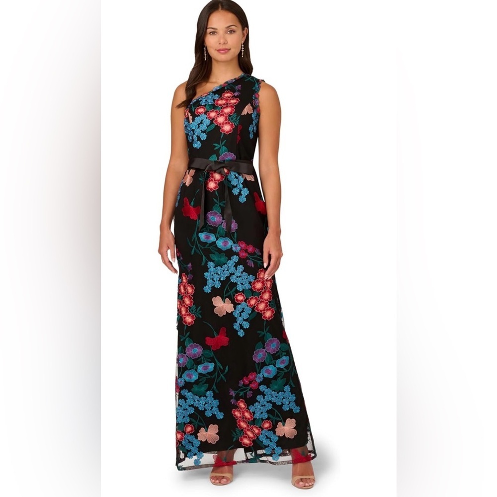Adrianna Papell Women's One Shoulder Gown Size 14